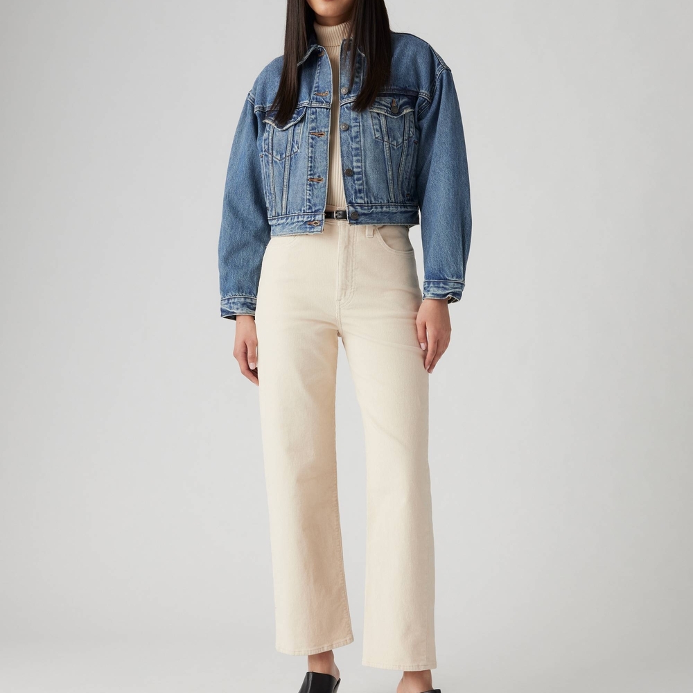 Levi's Ribcage Ankle Straight Cream Corduroy Pants